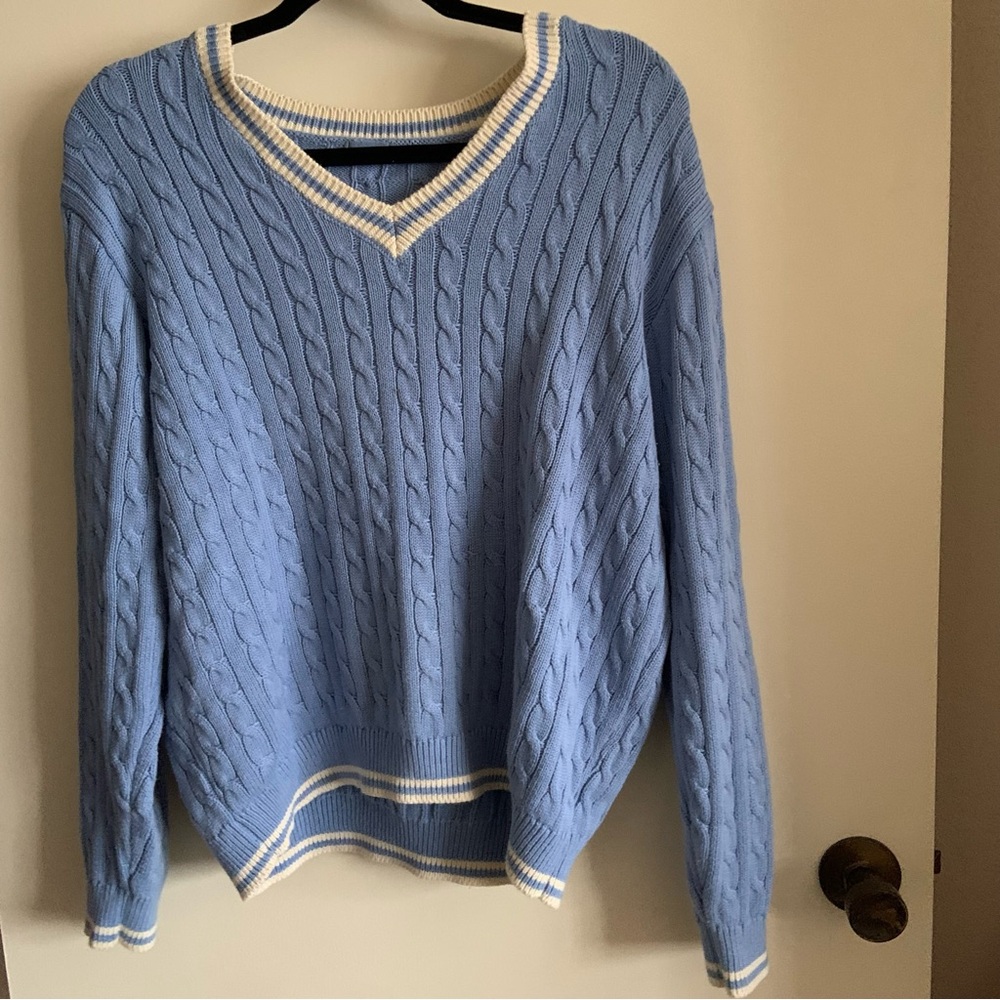 Blue Cable Knit Sweater